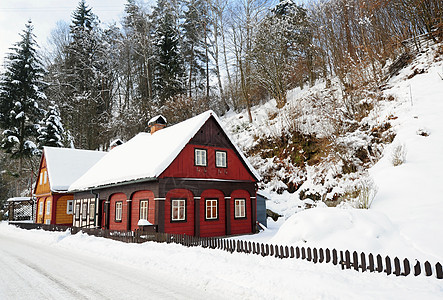 瑞士波希米亚冬季小村图片
