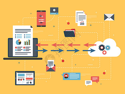 云计算和分析财务数据网络图表软件数据库贮存信息电话托管服务电脑背景图片