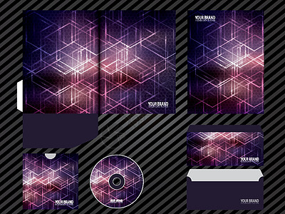 公司身份模板设计紫色商业文具套件 设计紫色企业图片
