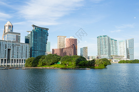 澳门市建筑市中心建筑学蓝色白色中心景观商业城市摩天大楼图片