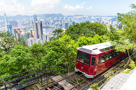 香港最高峰的电车图片