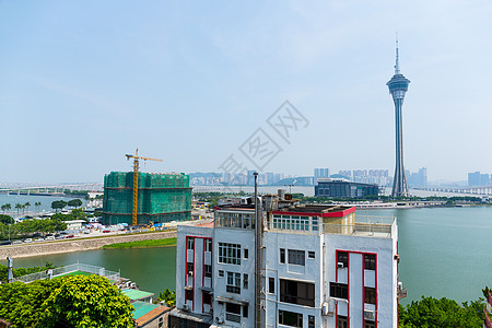 澳门天际线摩天大楼蓝色旅行酒店景观货车假期风景地标市中心图片