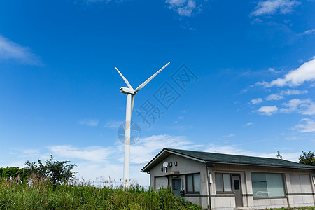 风力涡轮机和蓝天空发电机场地空气气候绿色阳光技术生态环境风车图片