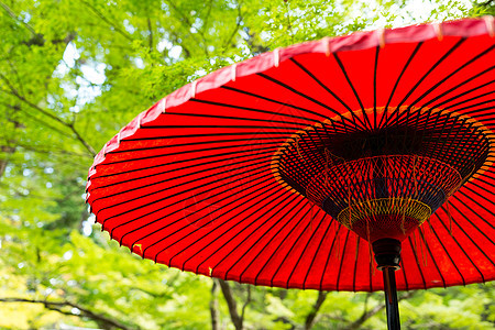 日本红雨伞手工阴影织物阳伞旅行纺织品文化情调晴天装饰品图片