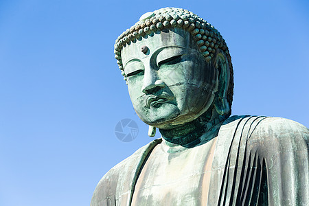 光阴晴朗的蓝天 在卡马库拉的佛像中遗产观光大佛旅行佛教徒地标旅游历史性雕像文化图片
