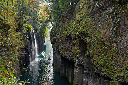 宫崎高原峡谷观光瀑布农村神话鸿沟悬崖红叶游客旅游岩石图片