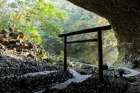 日本神道神社 阿马农谷川旅游国家森林绿色网关木头入口旅行洞穴牌坊图片