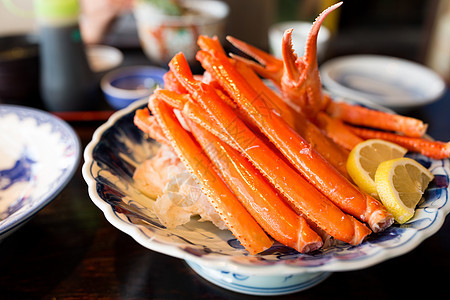 雪蟹腿盘子午餐市场奢华产品食物营养柠檬海鲜餐厅图片