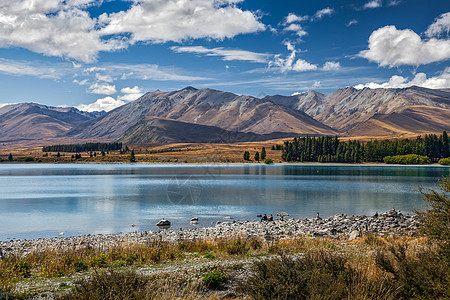 泰卡波湖风景蓝色生态岩石山脉旅游格式公园旅行晴天背景图片