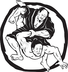 武士柔术柔道格斗绘图圆圈绘画斗争武术图片