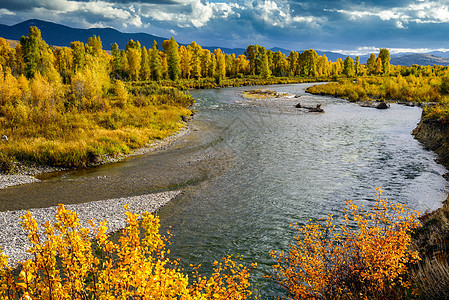 怀俄明州的格罗斯文特雷河背景图片