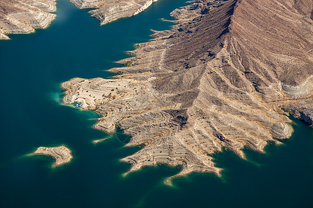Mead湖空中观察天线沙漠地标水平峡谷风景旅行蓝色红色岩石图片