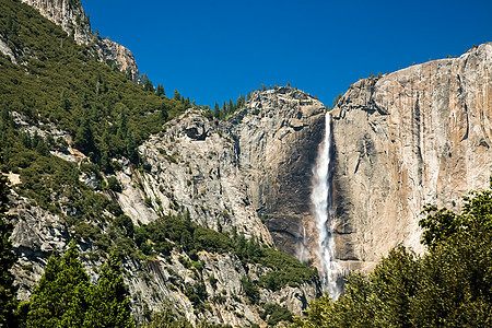 Yosemite 瀑布荒野风景花岗岩旅游农村船长悬崖晴天山脉岩石图片