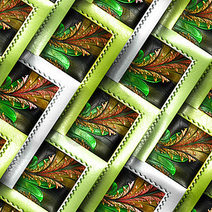 彩色塑料邮票分形 3D 呈现器压花马赛克艺术品奢华图案万花筒纹理插图瓷砖皮革图片