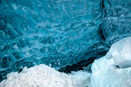 乔库萨隆附近水晶冰洞冰河蓝色白色吸引力洞穴旅行沙龙季节性冰川图片