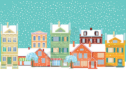 城市冬季风景 雪路 圣诞节背景图片