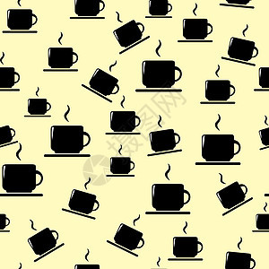 黄色背景的茶杯或咖啡杯拿铁商业菜单纺织品早餐杯子插图装饰品咖啡餐厅图片