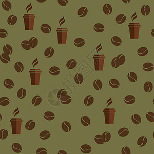 茶或咖啡杯无缝图案与咖啡豆或玉米菜单纺织品餐厅插图装饰品美食杯子商业拿铁咖啡图片