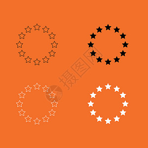 圆形中的恒星图标创造力自由联盟白色国际圆圈文化国家黑色背景图片