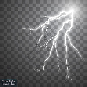 一组闪电 雷暴和闪电 神奇而明亮的灯光效果耀斑震惊气候力量收藏辉光火花危险霹雳魔法图片