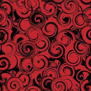 黑色和红色两边无缝图案 的抽象纹理装饰品绘画白色插图艺术蕾丝纺织品叶子织物卷曲图片