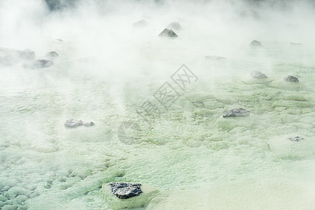离子 Onsen珊瑚礁蒸汽绿色群马火焰文化场景旅行岩石吾妻图片