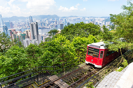 香港峰峰旅游电车吸引力交通市中心港口景观建筑建筑学天际植被远景图片