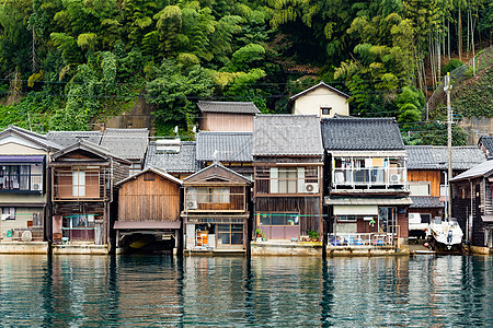 日本老城 日本京都的因丘爬坡船屋内线建筑地标巡航森林海洋房子植物图片