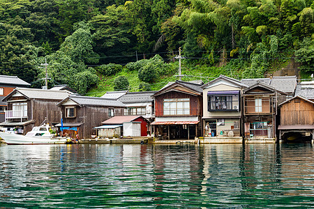 日本京都的Ine CHO海景住宅船屋建筑学游客爬坡村庄探戈房子地标图片