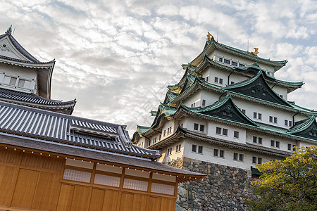 名古屋城堡花园历史地标堡垒观光建筑学文化天空历史性白色图片