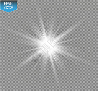 发光效果 在透明背景上闪闪发光的星暴 矢量图魔法星星艺术辐射镜片褪色透明度强光光束插图图片