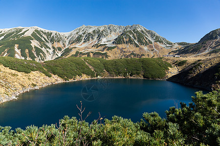 日本田山的美丽风景丛林吸引力水池地标游客旅游爬坡农村踪迹黑部图片