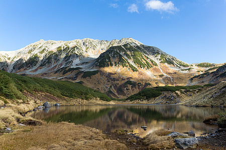 和山的反射黑部镜子高山森林立山旅行路线观光水池顶峰图片