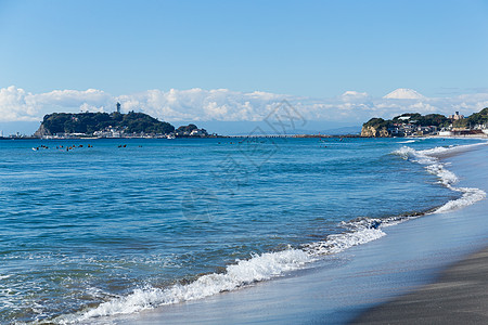 千崎市的光南海滩海滩海洋城市蓝色天空晴天假期地标太阳支撑图片