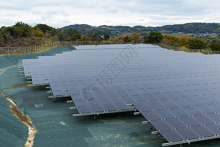 太阳能电池板厂工厂光伏网格活力安装太阳能板蓝色天空细胞商业图片