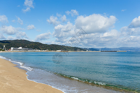 美丽的海滩大滨海洋旅行太阳淡路白色假期热带海浪天空图片