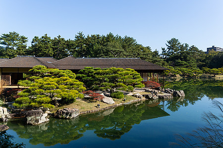 秋天的里瓜林花园天桥四国传统环境文化花园房子绿色公园植物学图片