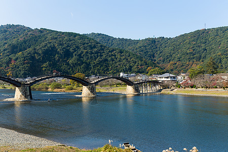 日本金台桥地标城堡旅行曲线传统锦带风景游客历史性历史图片