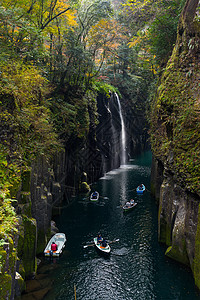 日本高原峡谷起源瀑布观光季节公吨旅行土地力量纪念碑柱状图片