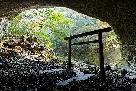 洞穴的神道门植物晴天阳光木头入口神道旅游矿物旅行国家图片
