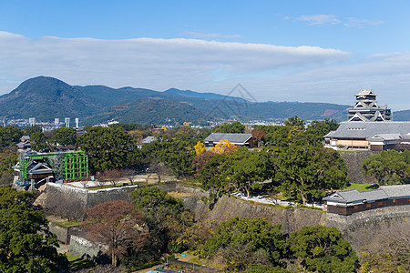 日本熊本城堡场景蓝色文化天空宏观江户花园地震观光建筑学图片
