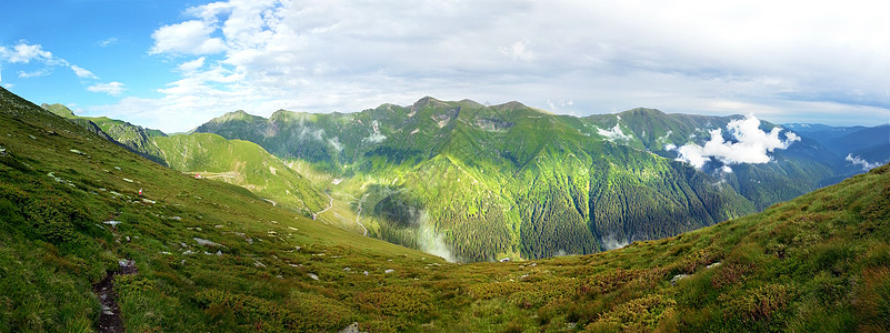 夏季法加拉斯山的全景石头国家天空岩石环境爬坡观光地平线场景风景图片