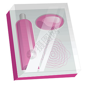 在透明包装中装有一套实事求是的模拟化妆品容器 矢量说明图片