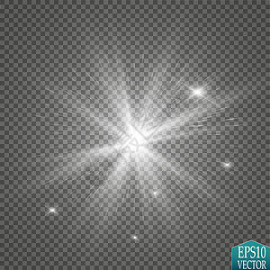 发光效果 在透明背景上闪闪发光的星暴 矢量图光束射线耀斑辐射天空艺术星星闪光褪色太阳背景图片