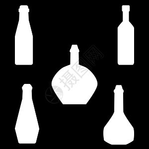 一组不同的轮廓瓶隔离在白色背景上 插图图片