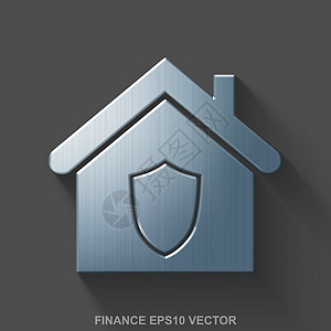 平面金属融资 3D 图标 波兰钢铁之家的灰色背景 EPS 10 矢量图片