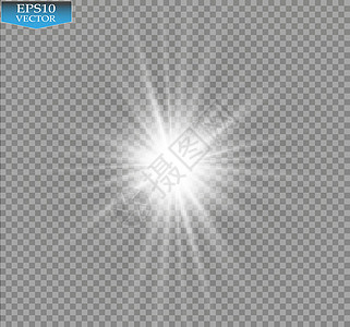 发光效果 在透明背景上闪闪发光的星暴 矢量图褪色火花魔法闪光辐射艺术阳光插图强光光束图片