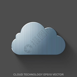 平面金属云计算 3D 图标 灰色背景的波兰钢云 EPS 10 矢量插图界面技术阴影网络全球网站服务器互联网软件图片