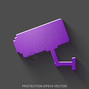 紫色光滑金属Cctv相机 灰色背景 EPS 10 矢量图片