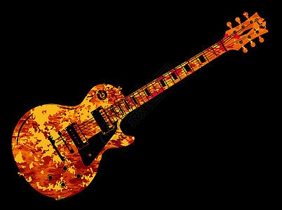 电力吉他火焰燃烧海报烧伤插图背景图片